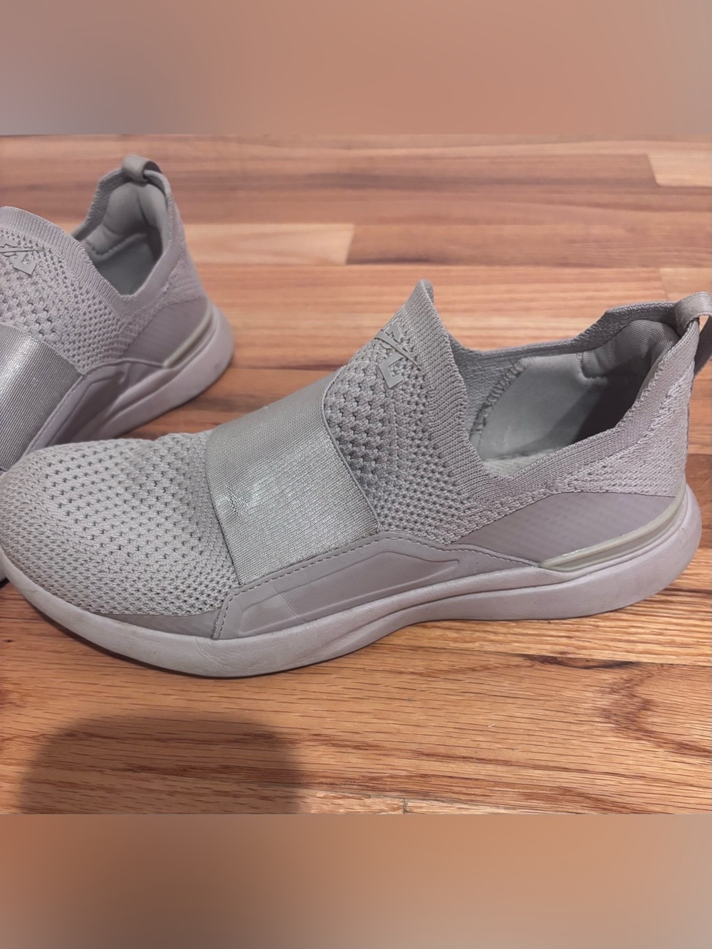 APL Light Gray Slip-On Knit Sneakers with Elastic Band - Picture 2 of 3